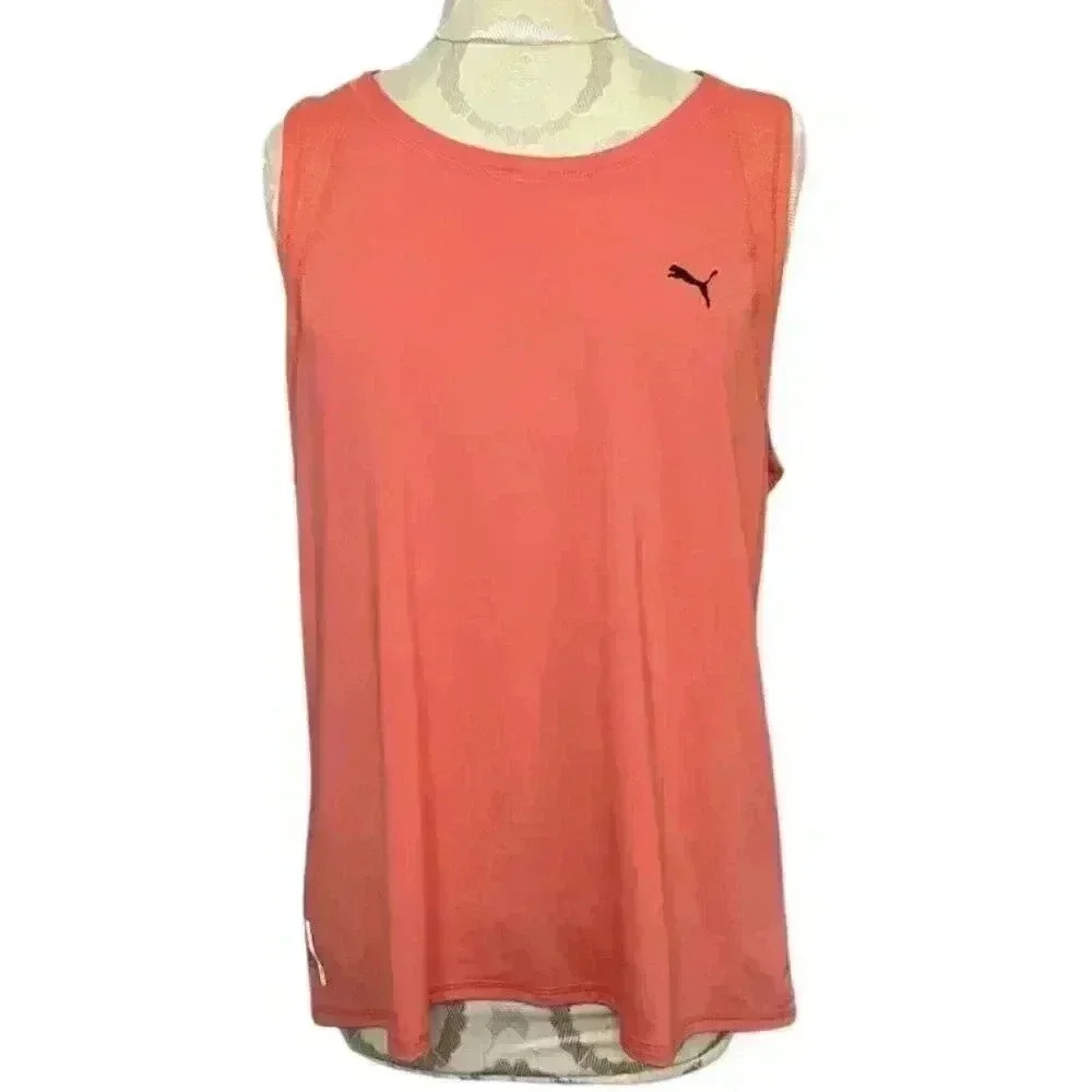 Puma Women Size L Pink Tank Top Georgia Peach Salmon dryCELL Running NEW